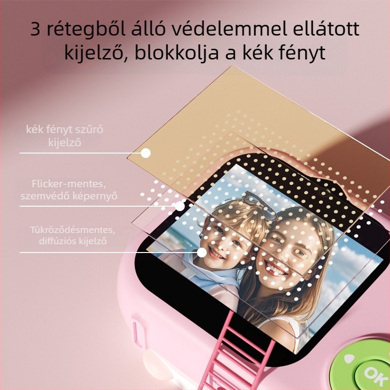 Lelefish Gyermekek Digitális Kamera – fényképez és videózik, újratölthető játék 4–6 éveseknek, fejleszti a látást és a kéz-szem koordinációt