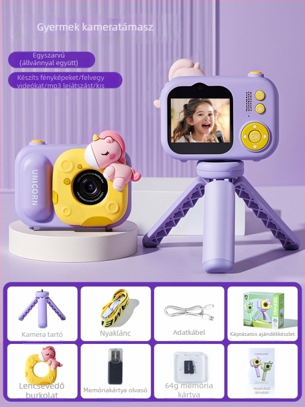 Lelefish gyerek kamera fényképezésre és videózásra, játékház funkcióval, 4–6 éveseknek