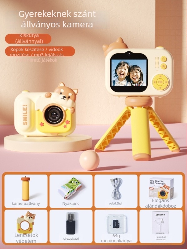 Lelefish gyerek kamera fényképezésre és videózásra, műanyagból készült, 4–6 éveseknek, fejleszti a látást és a kéz–szem koordinációt