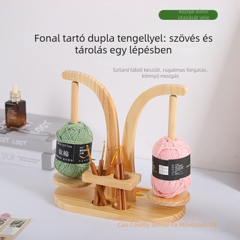 Fából készült fonalhenger mágneses forgó karral, porvédett asztali tároló (1 réteg)