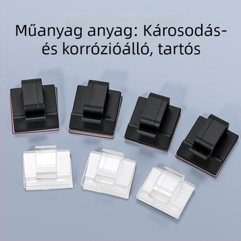 Átlátszó kábelkezelő klipek ragasztó alapú rögzítéssel, hálózati kábelekhez, vállalati LAN-hoz