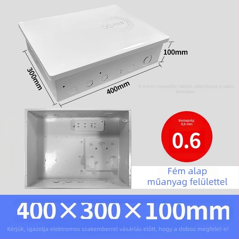 Otthoni multimédiás információs doboz hálózathoz és optikai kábelhez, beépített kivitel, méret 300×400 mm