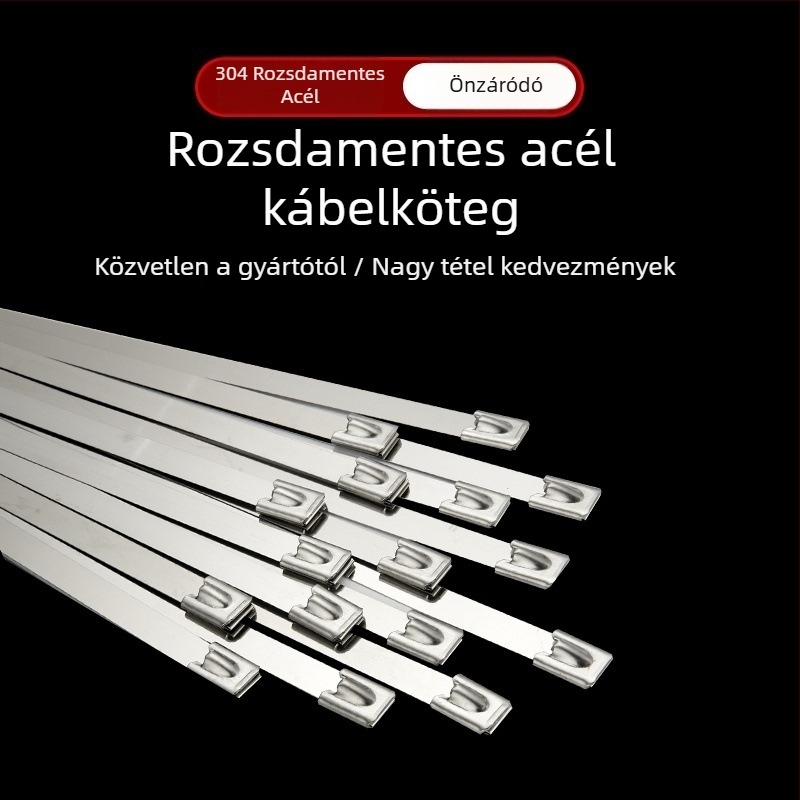 304 rozsdamentes acél önzáró kábelkötegelő külső használatra – magas hőmérséklet-állóság, oxidáció-ellenálló és korrózió-ellenálló