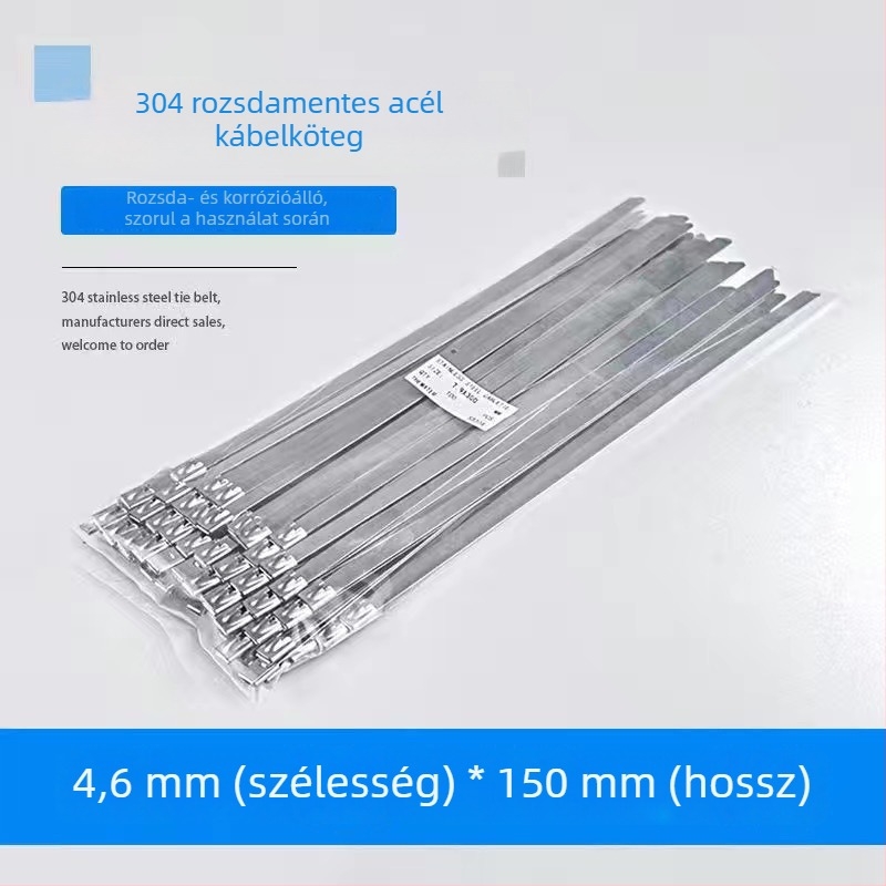 304 rozsdamentes acél önzáró kábelkötegelő külső használatra – magas hőmérséklet-állóság, oxidáció-ellenálló és korrózió-ellenálló