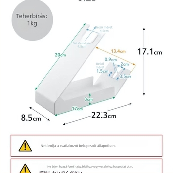 Függőleges hajszárító tartó kábelkezeléssel és göndörvas tárolóval — Anyag: vas; Felületkezelés: vas spray festék; Teherbírás: 5 kg; Modell: 8797987
