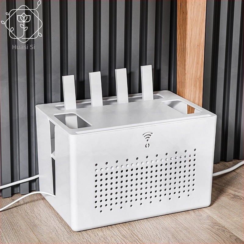 Router tároló doboz kettős rétegű kivitelben, levehető fedél, ABS műanyag, rekeszekkel, 2 L kapacitás