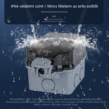 Kültéri IP66 vízálló kapcsoló- és dugaszoló doboz, felületi szerelés, zárható, PC/ABS ház