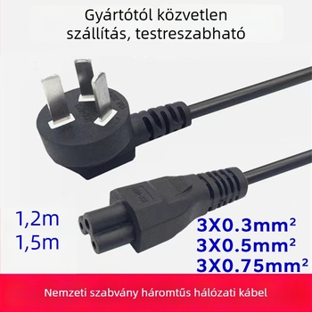 Notebooktápcsatlakozó kábel Plum Tail háromcsatlakozós, PVC burkolat, GB/T5023.5-2008 tanúsítvány, számítógép berendezésekhez