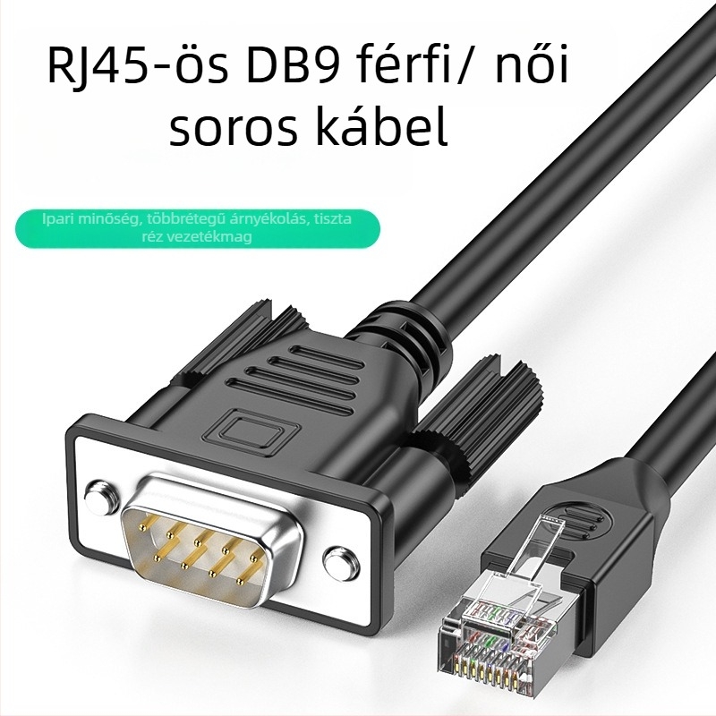 RJ45–DB9 soros konzolkábel, adapterkábel Switch/Serverhez, réz, nikkelezett, hossz 0.5-30 m