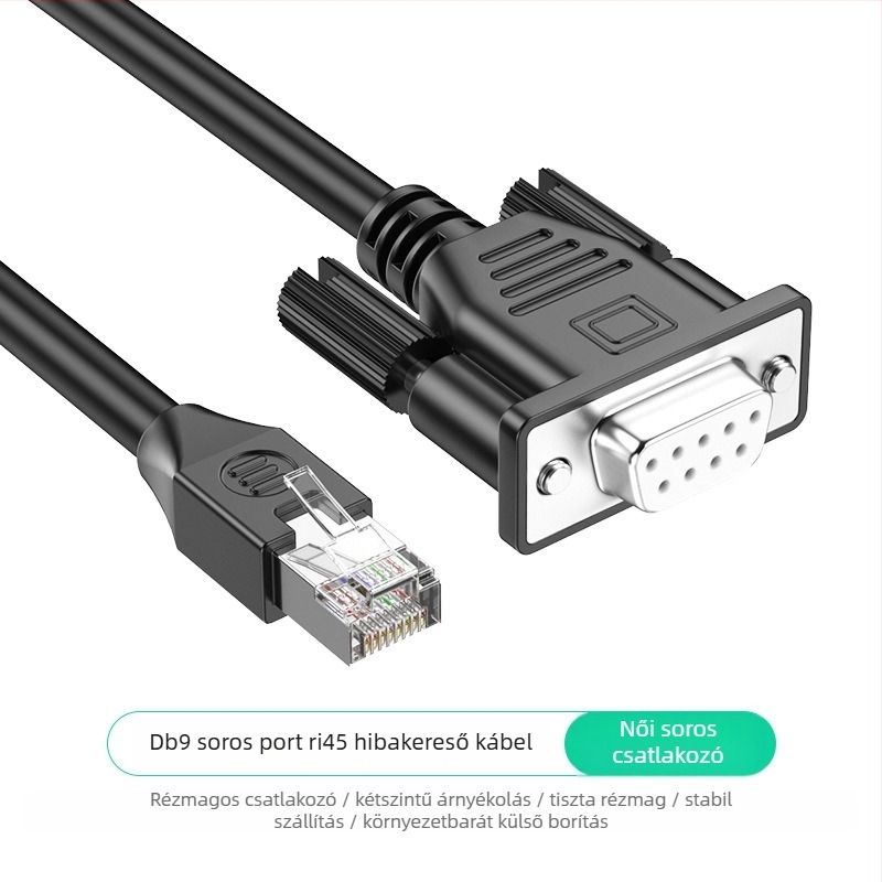 RJ45–DB9 soros konzolkábel, adapterkábel Switch/Serverhez, réz, nikkelezett, hossz 0.5-30 m