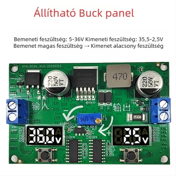 LM2596S állítható feszültség-növelő/csökkentő modul kettős digitális voltmérővel, szabályozott tápegység autóhoz DIY
