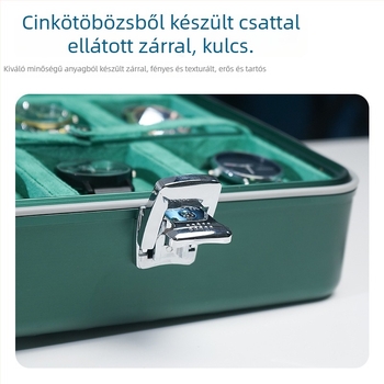 Tripshow alumínium ötvözetből készült óratartó doboz zárható – hordozható, masszív, kompakt kiállítási doboz órákhoz és ékszerekhez; logónyomtatás és testreszabás elérhető
