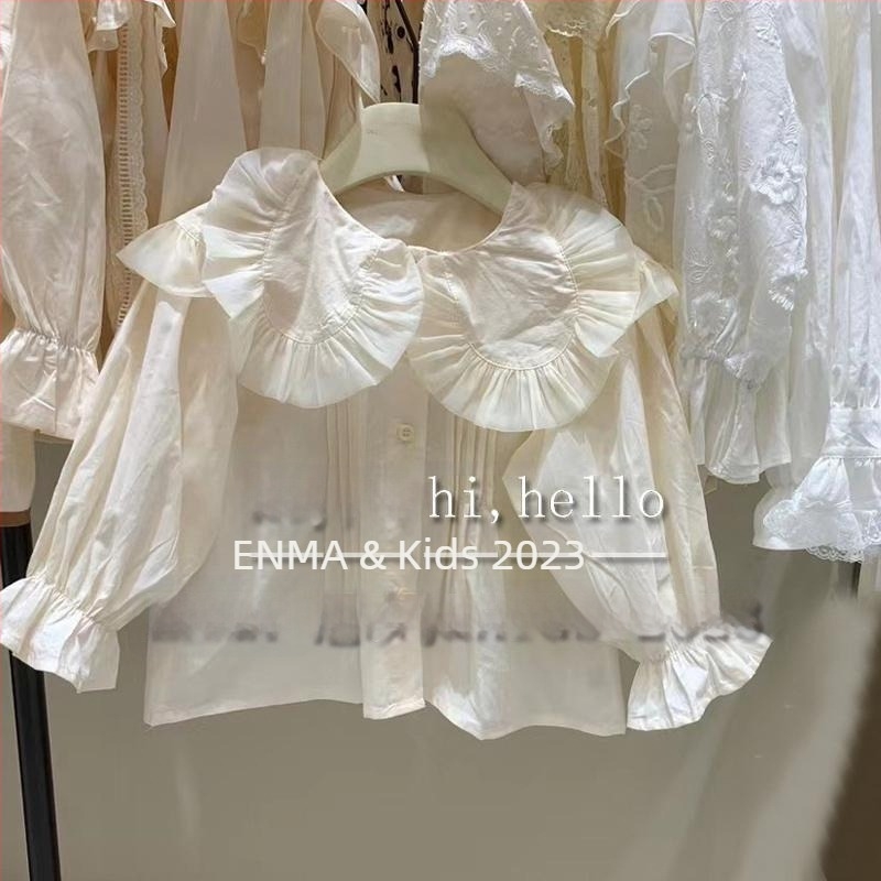 Lányoknak készült pamut ing babagallérral, hosszú ujjú, 3–8 éveseknek, tavasz 2025