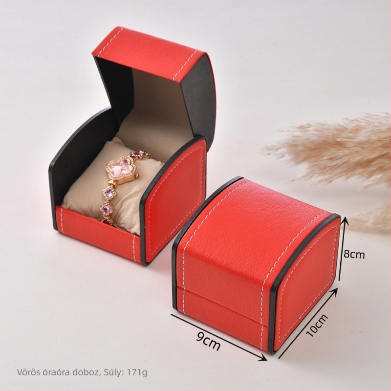 PU bőrű óratartó doboz íves fedéllel – mechanikus órák és ékszerek, karkötő rendező