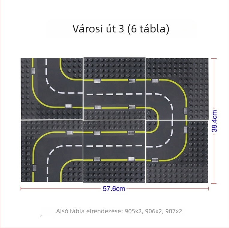 Építőelemes alaptábla, kompatibilis LEGO nagyobb blokkokkal, modellek 905/906/907, Wange márka, ABS-műanyag, 0,2 kg, 100–200 darab