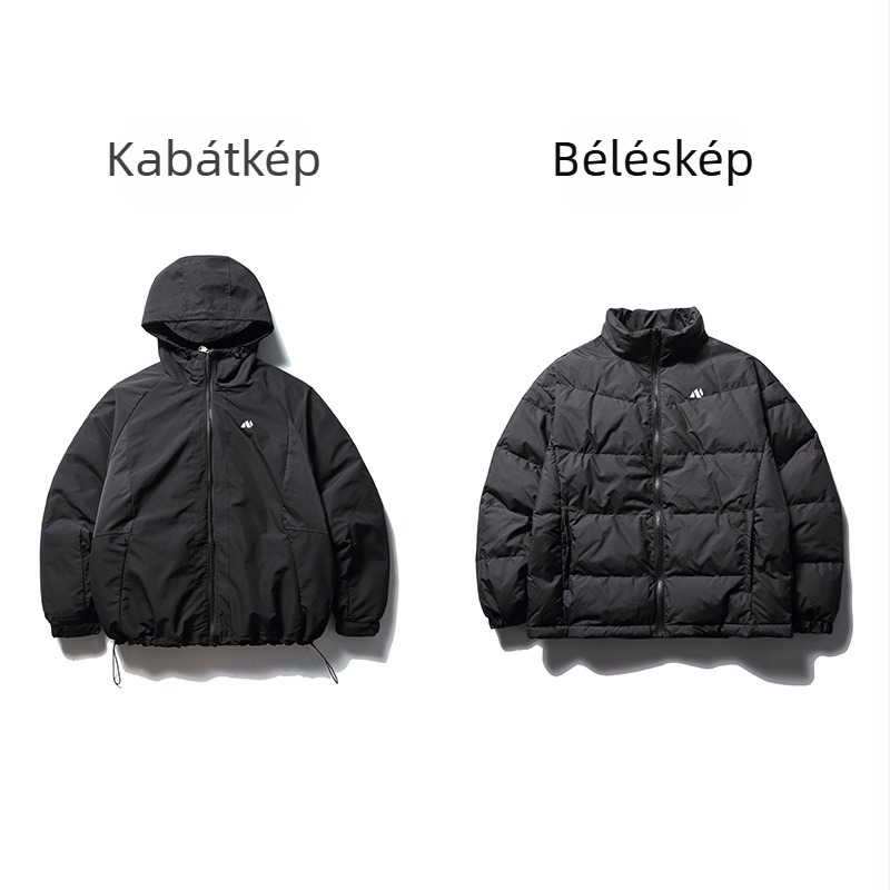 Lepeltöltött dzseki levehető béléssel, kapucnival, 3-in-1 dizájn, kacsa tollal töltve, hideg elleni védelem -20°C-tól -5°C-ig