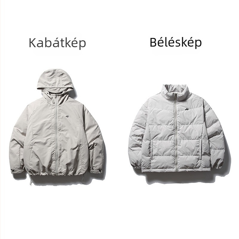 Lepeltöltött dzseki levehető béléssel, kapucnival, 3-in-1 dizájn, kacsa tollal töltve, hideg elleni védelem -20°C-tól -5°C-ig