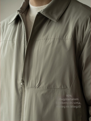 Könnyű tollkabát 90% kacsa tolltöltettel, rever gallérral, cipzárral záródó, hosszú szabású