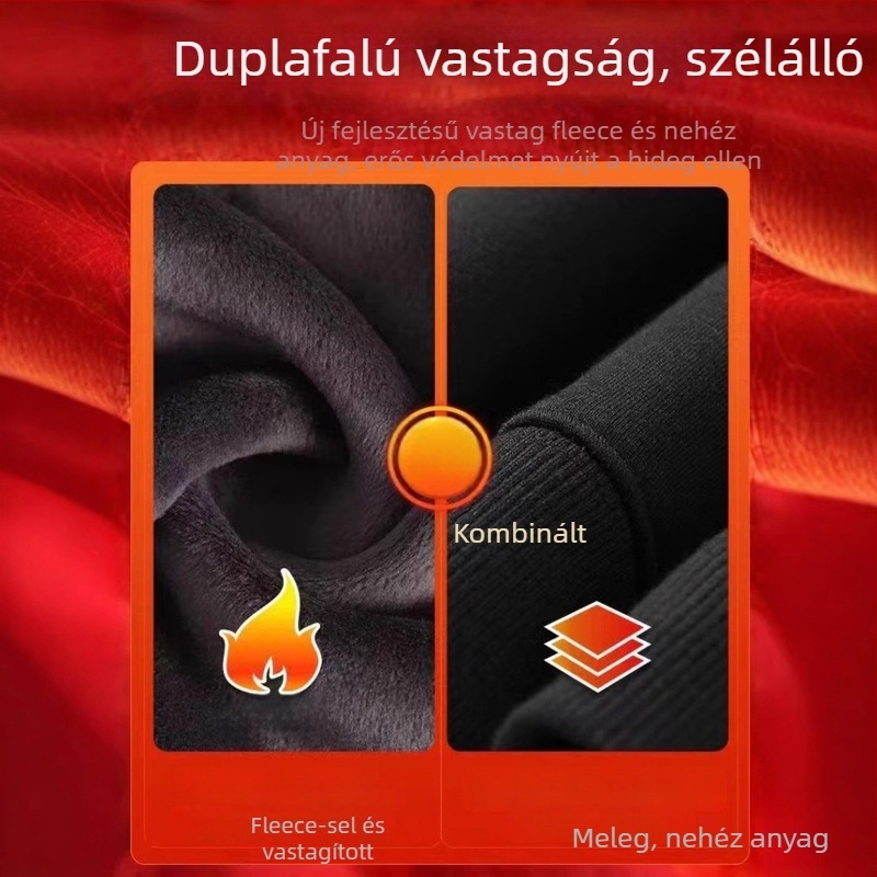 Amerikai stílusú férfi vastag fleece pulóver kerek nyakkal, hosszú ujjú, téli viselet