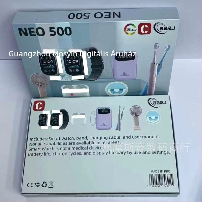 Neo500 okosóra férfiak és nők számára, AMOLED kijelzővel, pulzusméréssel, lépésszámlálóval, Bluetooth-hívásokkal, mágneses töltéssel