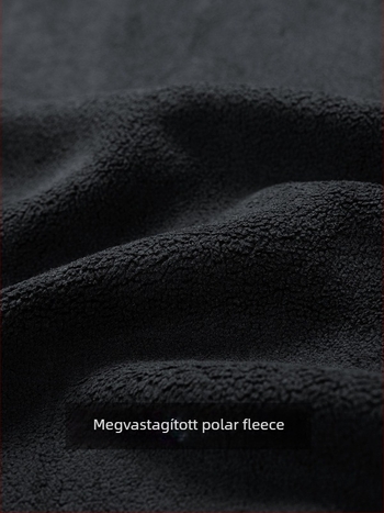 Férfi kapucnis fleece kardigán, cipzárral, laza szabás, oldalsó zsebek, pamut-alapanyagú fleece