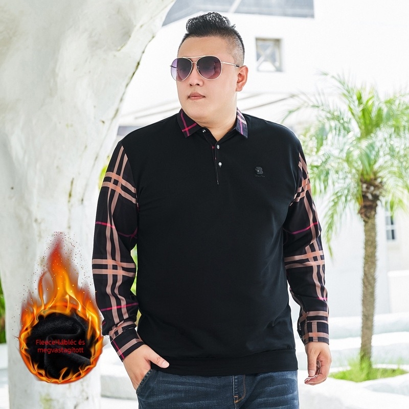 Férfi plusz méretű hosszú ujjú pulóver galléros, laza szabású, viszkóz fonalból, 70% viszkóz, 350–400 g, négy évszakos viselet