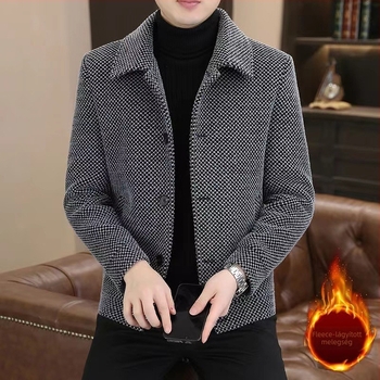 Férfi téli dzseki, városi stílus, szűk szabás, egyrészes gombolás, vastag anyag