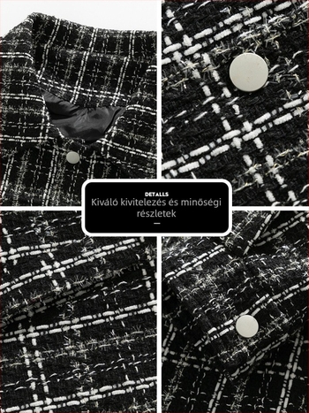Férfi tweed stílusú dzseki, őszi 2025, laza szabás, kockás minta, rever