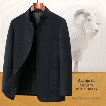 Yagor férfi gyapjú dzseki, vastag, álló gallérral, kínai stílusú, mindennapi külső ruházat