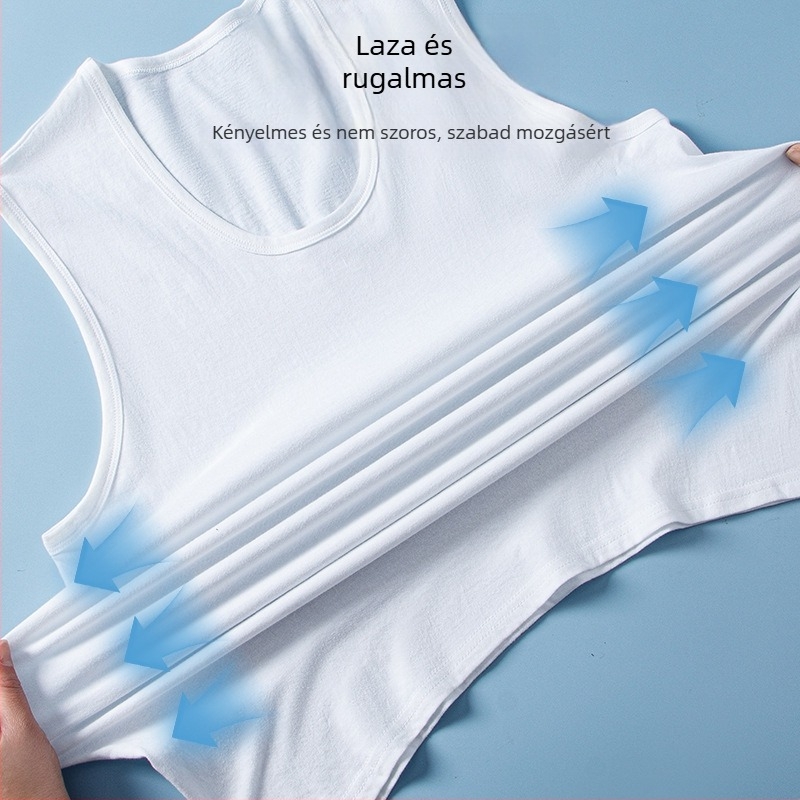 Férfi 100% pamut tanktop, lazán szabott, egyszínű, sport alapréteg, négy évszakos viselet