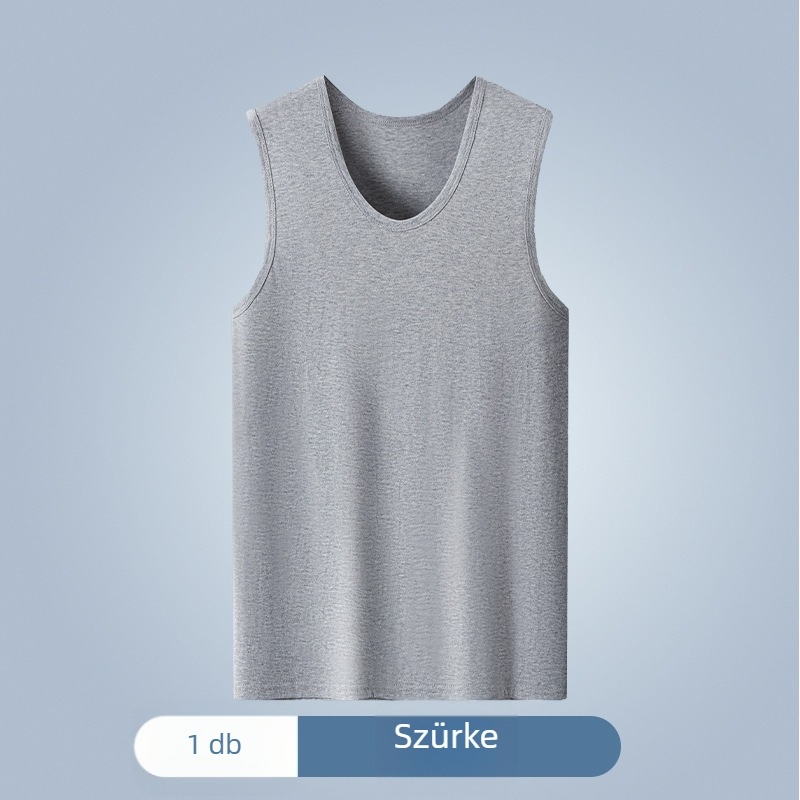 Férfi 100% pamut tanktop, lazán szabott, egyszínű, sport alapréteg, négy évszakos viselet