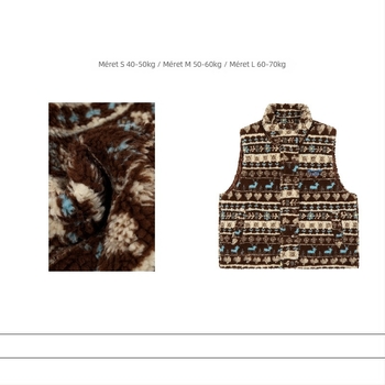 Vintage jacquard virágmintás mellény magas gallérral, vastag poliészter, egypontos gombolás