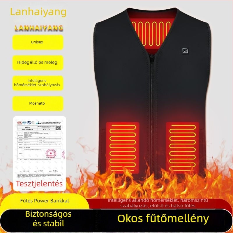 Blue Ocean intelligens fűtő mellény – uniszex, fleece bélés, elektromos fűtés, hideg időkre, horgászat