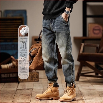 Férfi farmernadrág - utcai trend, keskeny szabás, középső derék, 99,4% pamut, cipzár