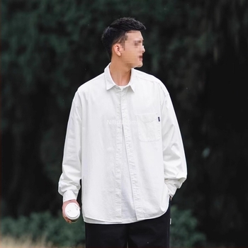 Hosszú ujjú ing, Hongkong stílusú kardigán, Lapel collar, egyszínű