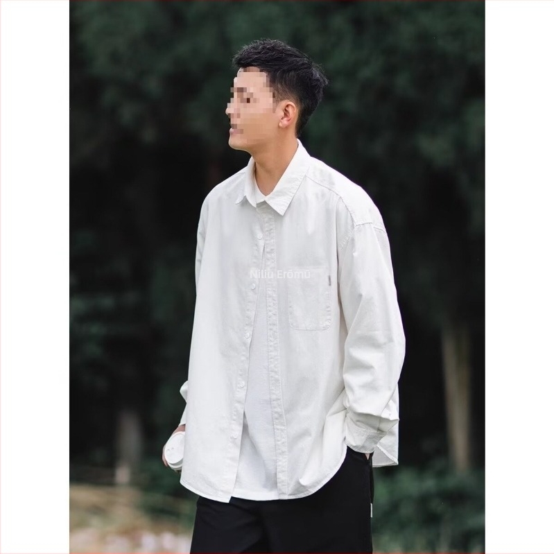 Hosszú ujjú ing, Hongkong stílusú kardigán, Lapel collar, egyszínű