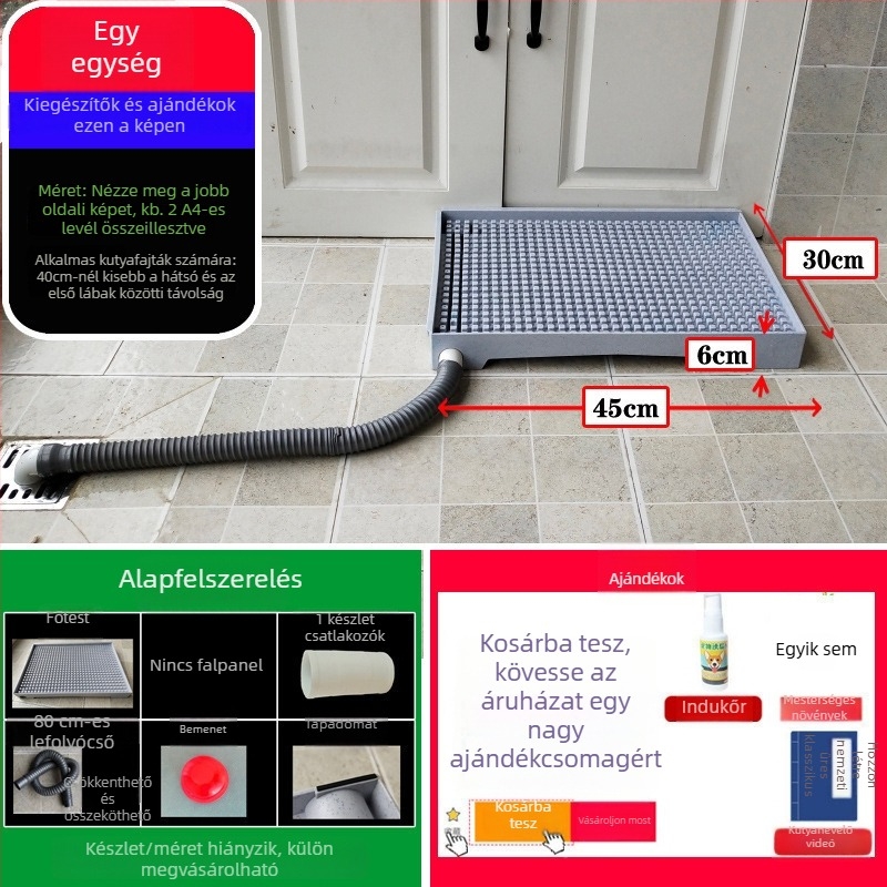 Kutyatoalett automatikus tisztítással és vizelésre tanító tálcával — Anyag: Egyéb; Nem importált; Nincs hivatalos magán márka; Nem ajándék