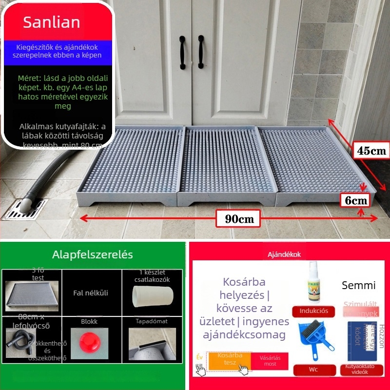 Kutyatoalett automatikus tisztítással és vizelésre tanító tálcával — Anyag: Egyéb; Nem importált; Nincs hivatalos magán márka; Nem ajándék
