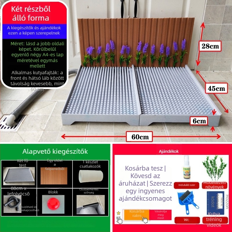 Kutyatoalett automatikus tisztítással és vizelésre tanító tálcával — Anyag: Egyéb; Nem importált; Nincs hivatalos magán márka; Nem ajándék