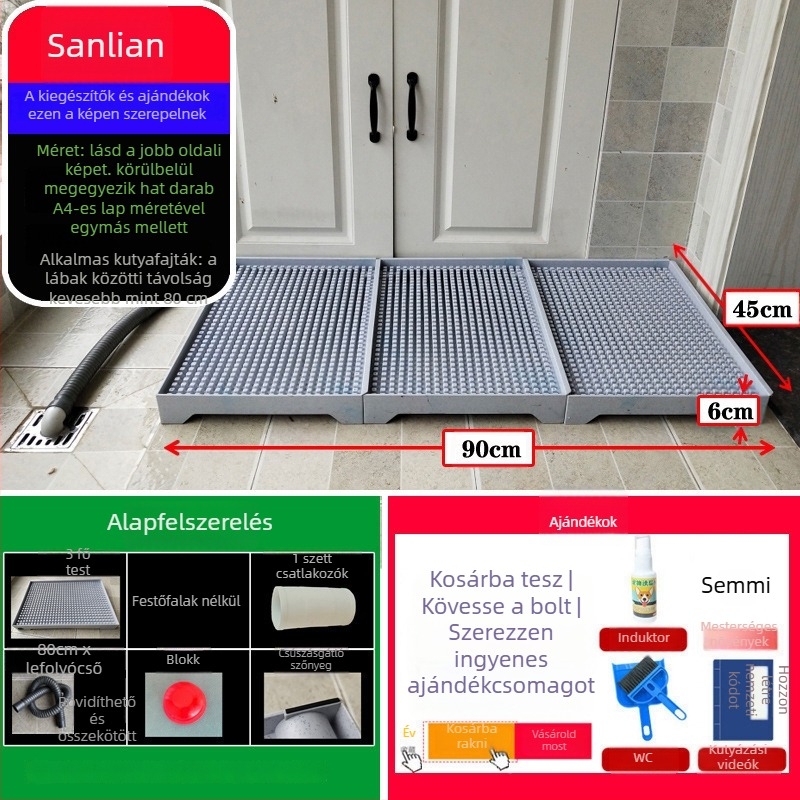Kutyatoalett automatikus tisztítással és vizelésre tanító tálcával — Anyag: Egyéb; Nem importált; Nincs hivatalos magán márka; Nem ajándék