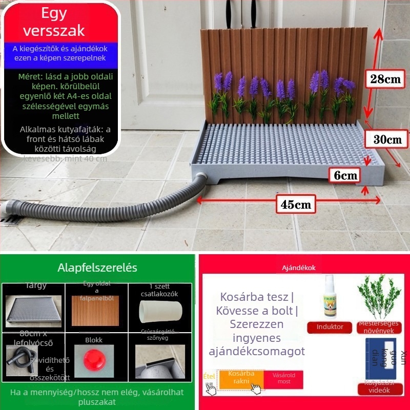 Kutyatoalett automatikus tisztítással és vizelésre tanító tálcával — Anyag: Egyéb; Nem importált; Nincs hivatalos magán márka; Nem ajándék