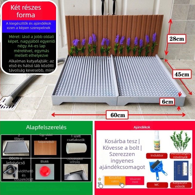 Kutyatoalett automatikus tisztítással és vizelésre tanító tálcával — Anyag: Egyéb; Nem importált; Nincs hivatalos magán márka; Nem ajándék