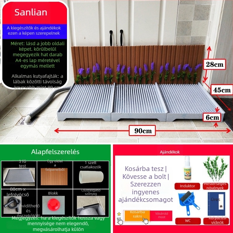 Kutyatoalett automatikus tisztítással és vizelésre tanító tálcával — Anyag: Egyéb; Nem importált; Nincs hivatalos magán márka; Nem ajándék