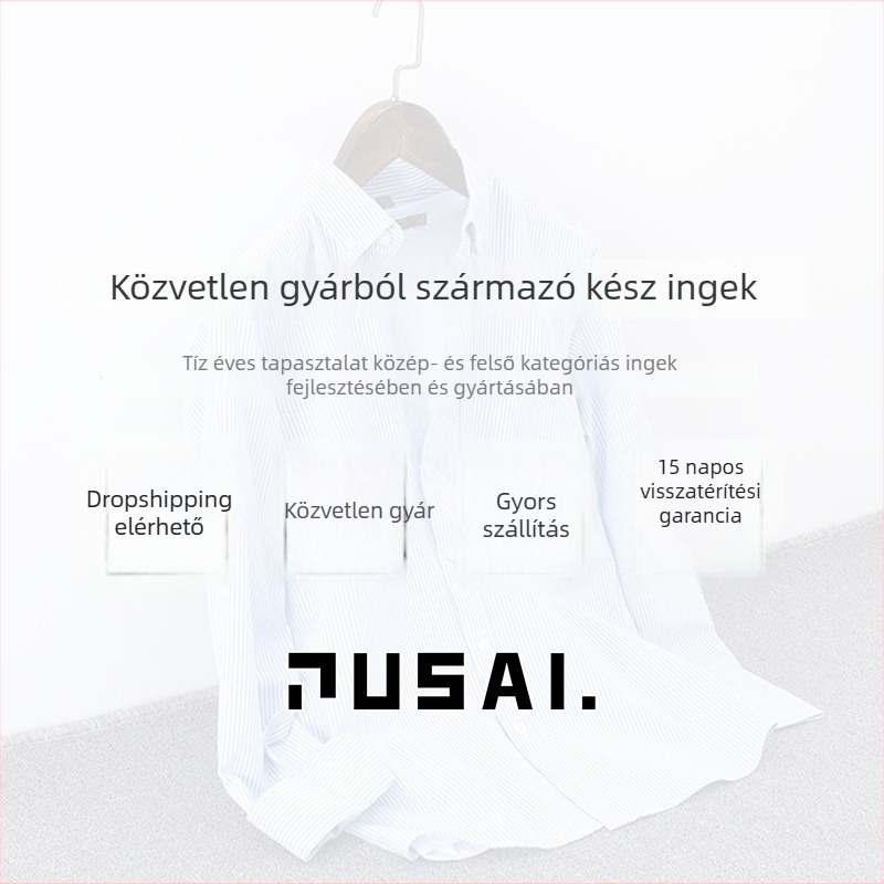 Tavaszi Oxford hosszú ujjú ing férfiaknak, 100% pamutból, mindennapi viselet, brit csíkos szürke–fehér.