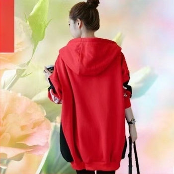 Plusz méretű női kapucnis pulóver kabát fleece-béléssel, laza szabású, batwing ujjak, őszi-téli