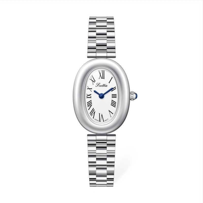 Női karóra Scottie 9780 ovális számlappal, kvarc szerkezet, 30M vízállóság, rozsdamentes acél szíj