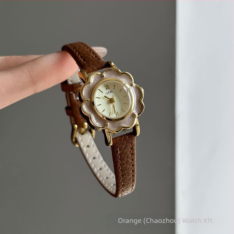 Gödel Női kvarc karóra szíjjal, 3D virágos dizájn, virág alakú számlap, ötvözet tokozás, vízálló 30 m, GEDI mozgás