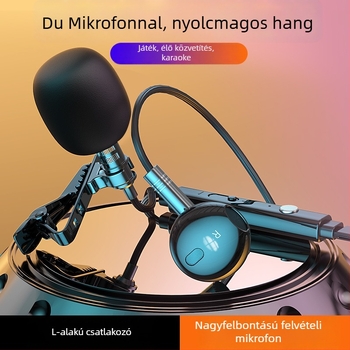 Vezetékes fülhallgató kettős lavalier mikrofonnal, 3,5 mm-es L-alakú csatlakozó, 14,2 mm hangszóró átmérő, 1,5 m kábel, frekvenciasáv 20 Hz–20 kHz