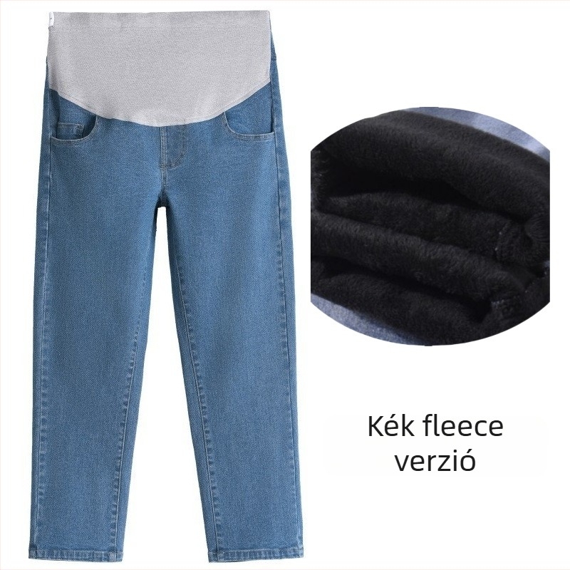 Terhes nadrágok – laza fazon, rövidített hossz, közepes vastagság, 95% pamut + spandex <30%, hasi támogatás