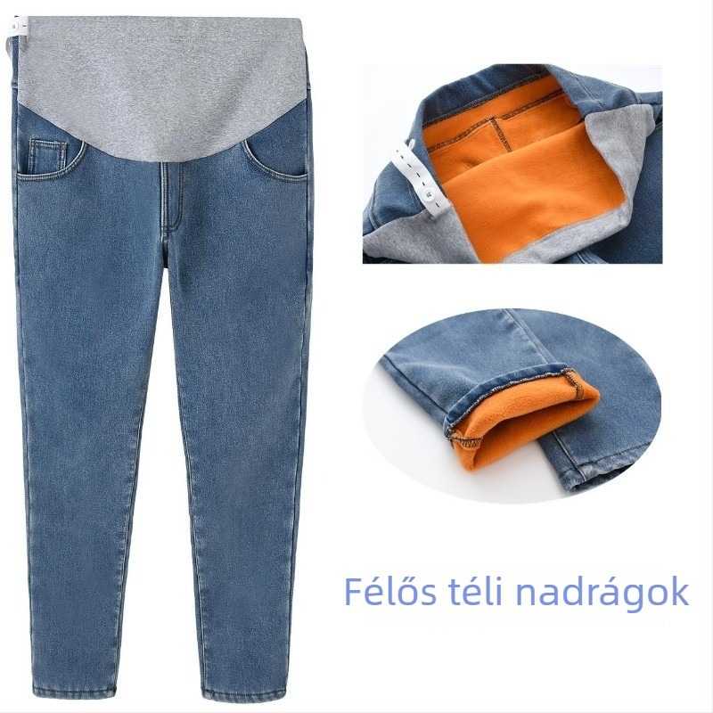 Terhes nadrágok – laza fazon, rövidített hossz, közepes vastagság, 95% pamut + spandex <30%, hasi támogatás